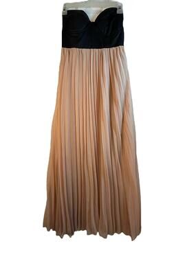 Reverse Black Faux Leather Bustier with Pink Pleated Skirt Dress - Size M